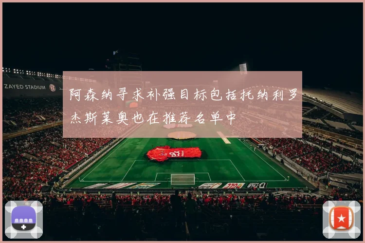 阿森纳寻求补强目标包括托纳利罗杰斯莱奥也在推荐名单中